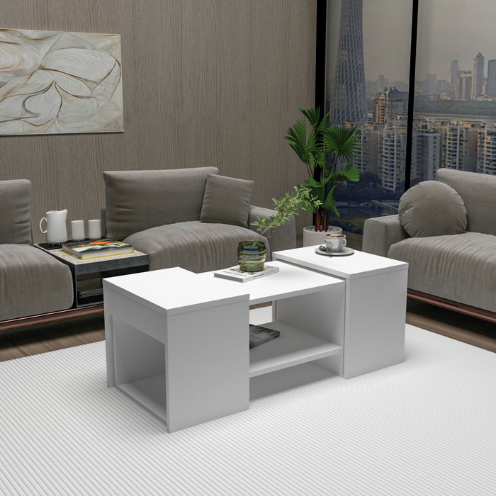 Hanah Home Sartos Mesa de Centro y Mesas Auxiliares - Blanco Hanah Home Sartos Mesa de Centro y Mesas Auxiliares - Blanco